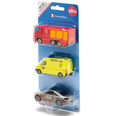 Siku 1819001, Notruf-Set Frankreich, Metall/Kunststoff, Multicolor, Spielzeug für Kinder, Spielkombination, Bewegliche Teile von Siku