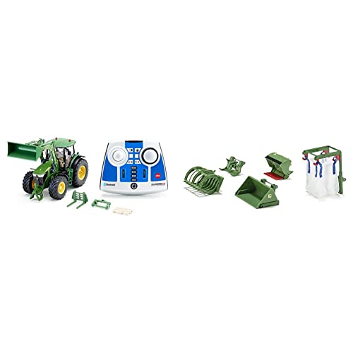 Siku John Deere 7310R Traktor Mit Frontlader, Grün, 1:32 & 5-teiliges Zubehör-Set, Passend für Traktoren im Maßstab 1:32, Metall/Kunststoff Siku John Deere 7310R Traktor Mit Frontlader, Grün, 1:32 & 5-teiliges Zubehör-Set, Passend für Traktoren im Maßstab 1:32, Metall/Kunststoff von Siku