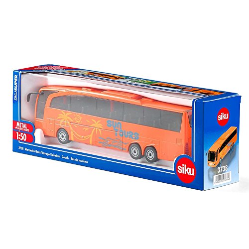 siku 3738, Mercedes-Benz Travego Reisebus, 1:50, Metall/Kunststoff, Orange, Öffenbare Türen und Klappe von Siku