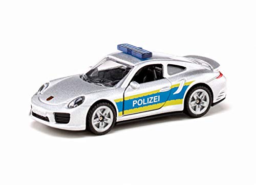 siku 1528, Porsche 911 Autobahnpolizei, Metall/Kunststoff, Silber, Öffenbare Türen von Siku