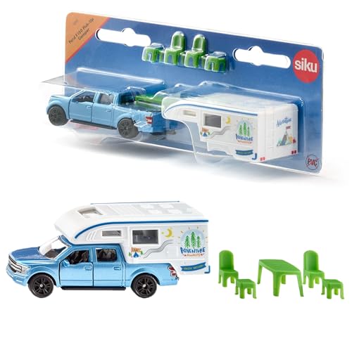 Siku 1693, Ford F150 Pick-Up Camper, Metall/Kunststoff, Blau/Weiß, Stühle, Hocker und Tisch, Ausziehbare Markise Siku 1693, Ford F150 Pick-Up Camper, Metall/Kunststoff, Blau/Weiß, Stühle, Hocker und Tisch, Ausziehbare Markise von Siku