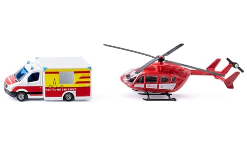 siku 1748, Rettungsdienst-Set, Rettungshubschrauber und Mercedes Benz Rettungswagen, Spielzeug für Kinder, Metall/Kunststoff, Rot/Weiß, Drehbare Rotoren siku 1748, Rettungsdienst-Set, Rettungshubschrauber und Mercedes Benz Rettungswagen, Spielzeug für Kinder, Metall/Kunststoff, Rot/Weiß, Drehbare Rotoren von Siku