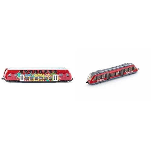 Siku 1791, Doppelstock-Zug & 1646, Nahverkehrszug, Metall/Kunststoff, 1:120, Rot, Kompatibel Spielzeugen von Siku