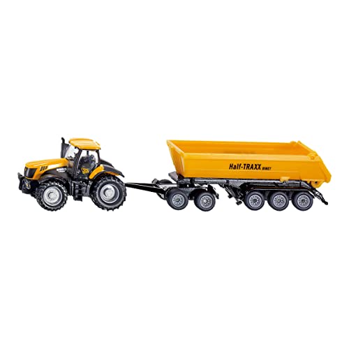 siku 1858, JCB Traktor mit Dolly und Kippmulde, 1:87, Metall/Kunststoff, Gelb, Abnehmbarer Muldenkipper von Siku