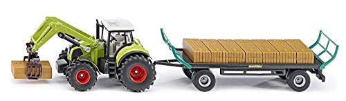 siku 1946, Claas Traktor mit Quaderballengreifer und Ballenwagen, 1:50, Metall/Kunststoff, Grün, Inkl. 12 Quaderballen von Siku