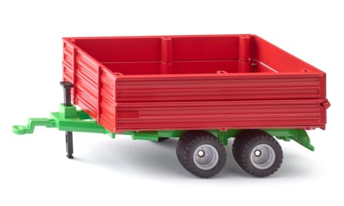 Siku 2881, Tandemachsanhänger, 1:32, Metall/Kunststoff, Rot/Grün, Spielzeug für Kinder, Kippbare Ladefläche, Höhenvariable Seitenwände von Siku