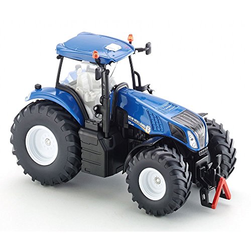 Siku 3273, New Holland T8.390 Traktor, 1:32, Metall/Kunststoff, Blau, Achsschenkellenkung und Kupplung von Siku