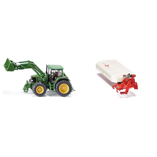 Siku 3652, John Deere Traktor mit Frontlader, 1:32, Metall/Kunststoff & 2456, Kuhn Heckmähwerk, 1:32, Metall/Kunststoff, Weiß/Rot, Kompatibel Standard-Heckkupplung Siku 3652, John Deere Traktor mit Frontlader, 1:32, Metall/Kunststoff & 2456, Kuhn Heckmähwerk, 1:32, Metall/Kunststoff, Weiß/Rot, Kompatibel Standard-Heckkupplung von Siku