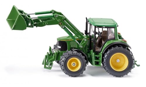 siku 3652, John Deere Traktor mit Frontlader, 1:32, Metall/Kunststoff, Grün, Beweglicher Frontlader, Abnehmbare Fahrerkabine von Siku