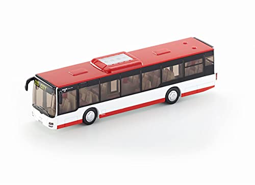 siku 3734, Stadtbus, 1:50, Metall/Kunststoff, Öffenbare Türen, Rot/Weiß von Siku
