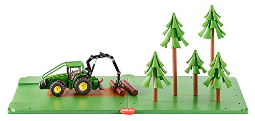 siku 5605, Forst-Set mit Traktor, 2 Grundplatten und 5 Bäumen, Kunststoff/Metall, Grün, Viele Funktionen von Siku