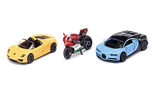 siku 6313, Sportwagen und Motorrad, Metall/Kunststoff, Gelb/Rot/Blau, Roter Innenraum, Kombinierbar mit siku Spielzeugmodellen im gleichen Maßstab siku 6313, Sportwagen und Motorrad, Metall/Kunststoff, Gelb/Rot/Blau, Roter Innenraum, Kombinierbar mit siku Spielzeugmodellen im gleichen Maßstab von Siku
