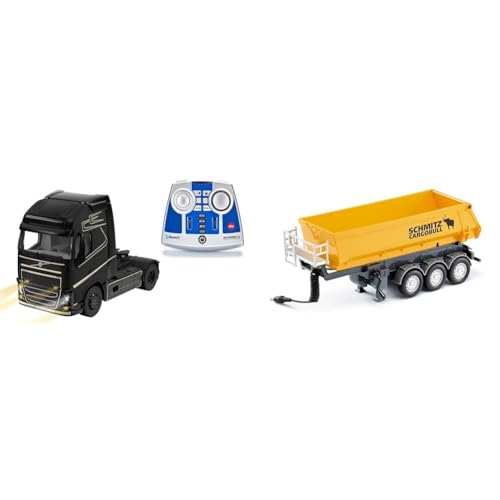 Siku 6737, Volvo FH16 LKW & 6734, 3-Achs-Kippsattelauflieger, 1:32, Metall/Kunststoff, Gelb, Ferngesteuert, Control-LKW Control-Fahrzeuge mit Anhängerkupplung geeignet von Siku