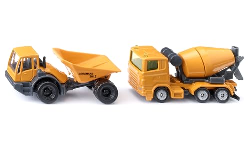 Siku 1692, Baustellen-Set, Dumper und Betonmischer, Spielzeugauto für Kinder, Gelb, Metall/Kunststoff, Kipp- und drehbare Trommel, Kippbare Mulde von Siku