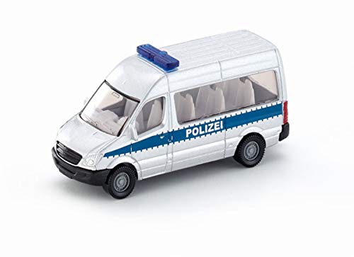 siku 0804, Polizeibus, Metall/Kunststoff, Silber, Anhängerkupplung, Spielzeugauto für Kinder von Siku