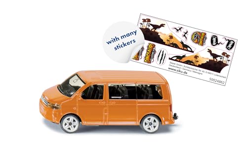 siku 1070, VW T5 Multivan mit Dino-Stickern, Metall/Kunststoff, Orange, Öffenbare Heckklappe, Anhängerkupplung siku 1070, VW T5 Multivan mit Dino-Stickern, Metall/Kunststoff, Orange, Öffenbare Heckklappe, Anhängerkupplung von Siku