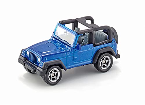 siku 1342, Jeep Wrangler, Metall/Kunststoff, Blau, Spielzeugauto für Kinder, Anhängerkupplung von Siku
