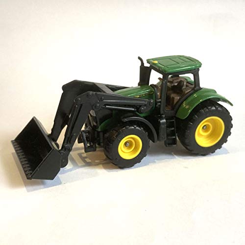 siku 1395, John Deere Traktor mit Frontlader, Grün, Metall/Kunststoff, Bereifung aus Gummi, Beweglicher Frontlader von Siku