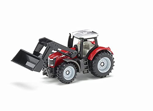 siku 1484, Massey-Ferguson mit Frontlader, Metall/Kunststoff, Rot/Schwarz, Beweglicher Frontlader von Siku