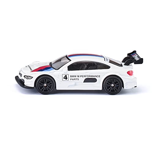 siku 1581, BMW M4 Racing 2016 Sportwagen, Metall/Kunststoff, Weiß/Multicolor, Detailgetreuer Heckflügel, Spielzeugauto für Kinder von Siku