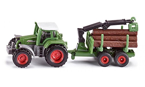 siku 1645, Fendt Traktor mit Forstanhänger, Metall/Kunststoff, Grün, Inkl. 6 Baumstämmen, Vielseitig einsetzbar von Siku