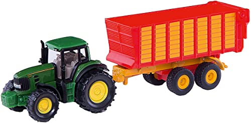 siku 1650, Claas Traktor mit Silagewagen, Metall/Kunststoff, Multicolor, Öffenbare Heckklappe von Siku