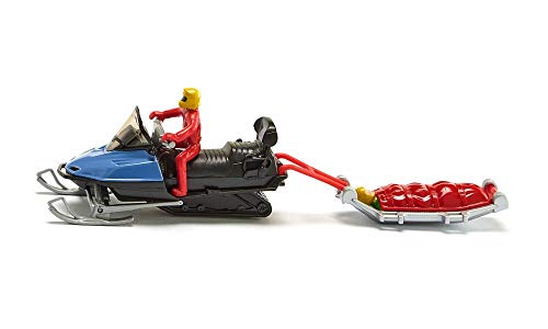 siku 1684, Snowmobil mit Rettungsschlitten, Metall/Kunststoff, Multicolor, Mit Fahrer und geborgener Person von Siku