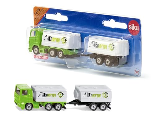 siku 1690, LKW mit Tankwagenaufbau und Anhänger, Metall/Kunststoff, 1:87, Grün/Weiß, Mit Tandemachse, Kombinierbar mit siku Modellen im gleichen Maßstab von Siku