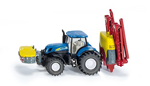 siku 1799, New Holland Traktor mit Kverneland Pflanzenschutzspritze, 1:87, Metall/Kunststoff, Blau, Einklappbares Gestänge von Siku