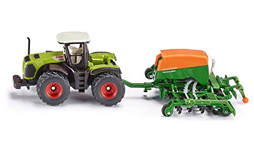 siku 1826, Claas Xerion Traktor mit Sämaschine Amazone Cayenna 6001, 1:87, Metall/Kunststoff, Grün, Öffenbare Füllklappe an Sämaschine von Siku