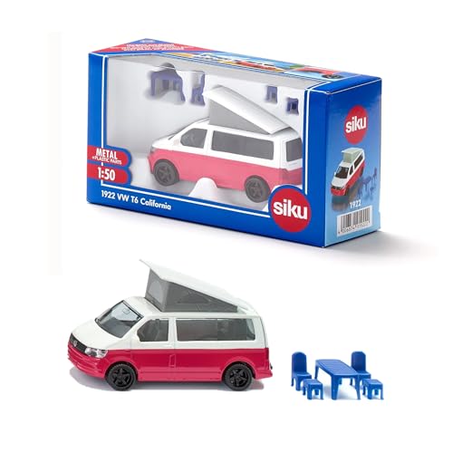 siku 1922, VW T6 California Camping-Bulli, 1:50, Metall/Kunststoff, Rot/Weiß, Stühle, Hocker und Hochklappbares Dach siku 1922, VW T6 California Camping-Bulli, 1:50, Metall/Kunststoff, Rot/Weiß, Stühle, Hocker und Hochklappbares Dach von Siku