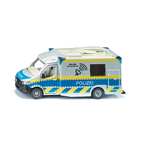 Siku 2301, Polizeiauto Mercedes-Benz Sprinter, Polizei-Spielzeug, 1:50, Metall/Kunststoff, Blau/Weiß, Drehbare Satellitenschüssel, Abnehmbares Dach, Diverse Türen zum Öffnen von ボーネルンド