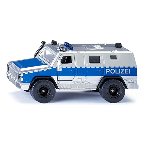 siku 2304, Rheinmetall MAN Survivor R, Polizei-Einsatzwagen, 1:50, Metall/Kunststoff, Silber/Blau, Öffenbare Türen von Siku