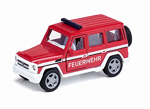 siku 2306, Mercedes-AMG G65 Feuerwehr-Geländewagen, 1:50, Metall/Kunststoff, Rot, Inkl. Anhängerkupplung, Öffenbare Türen, Wechselbare Räder von Siku