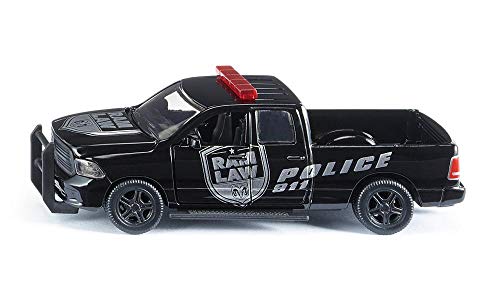 siku 2309, Dodge Ram 1500 Polizeiauto, 1:50, Metall/Kunststoff, Abnehmbare Reifen, Bewegliche Teile, Schwarz von Siku