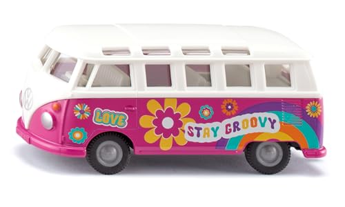 siku 2364, VW T1 Bus Samba, Spielzeug-Auto, 1:50, Spielzeug-Auto für Kinder, Metall/Kunststoff, Rot/Weiß, Türen zum Öffnen, Anhängerkupplung, Originalgetreue Räder von Siku