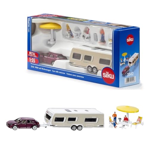 siku 2542, PKW mit Wohnwagen, Figuren und Campingausstattung, 1:55, Metall/Kunststoff, Mehrfarbig siku 2542, PKW mit Wohnwagen, Figuren und Campingausstattung, 1:55, Metall/Kunststoff, Mehrfarbig von Siku