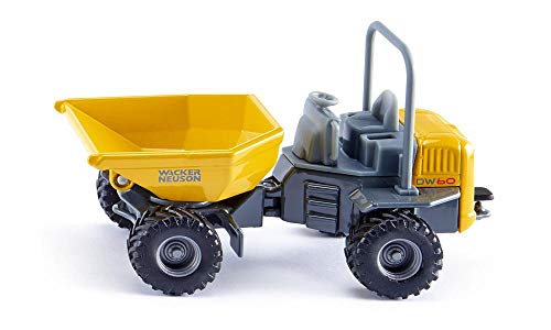 siku 3509, Wacker Neuson DW60 Dumper, 1:50, Metall/Kunststoff, Gelb/Grau, Kipp- und drehbare Mulde von Siku