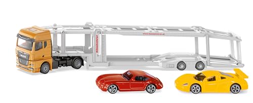 siku 3944, MAN Autotransporter, 1:50, Inkl. 2 Spielzeug-Autos, Metall/Kunststoff, Gelb/Silber, Abkoppelbarer Anhänger, Absenkbare Plattform siku 3944, MAN Autotransporter, 1:50, Inkl. 2 Spielzeug-Autos, Metall/Kunststoff, Gelb/Silber, Abkoppelbarer Anhänger, Absenkbare Plattform von Siku