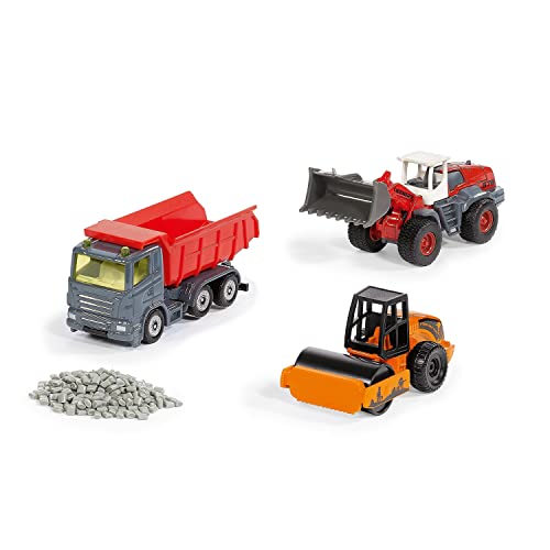 Siku 6329, Geschenkset Straßenbau, Muldenkipper, Liebherr Radlader, Straßenwalze, Bewegliche Teile, Inkl. Granulat Siku 6329, Geschenkset Straßenbau, Muldenkipper, Liebherr Radlader, Straßenwalze, Bewegliche Teile, Inkl. Granulat von Siku