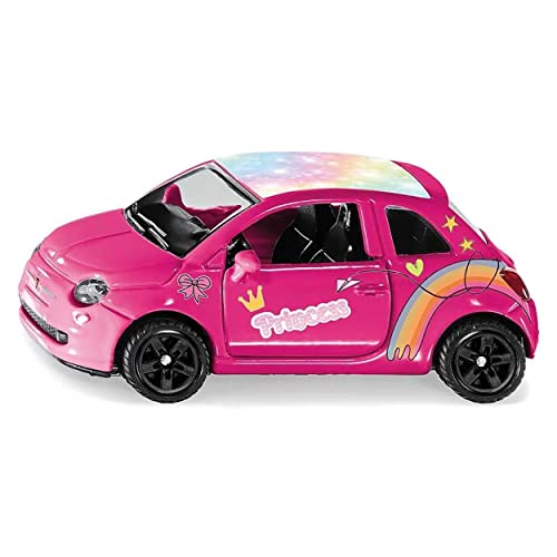 siku 6503, Bastelset Style my siku, Fiat 500 Prinzessin, Metall/Kunststoff, Pink, Spielzeugauto inkl. Stickerbogen zur individuellen Gestaltung von Siku