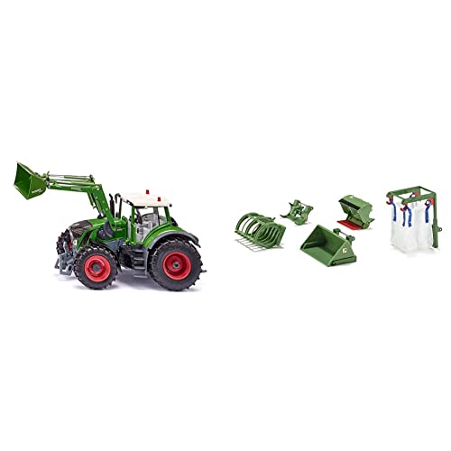 Siku 6793, Fendt 933 Vario Traktor mit Frontlader, Grün, Metall/Kunststoff, 1:32 & 3658, 5-teiliges Frontlader Zubehör-Set, 1:32, Passend Traktoren mit Frontlader im Maßstab 1:32, grün von Siku