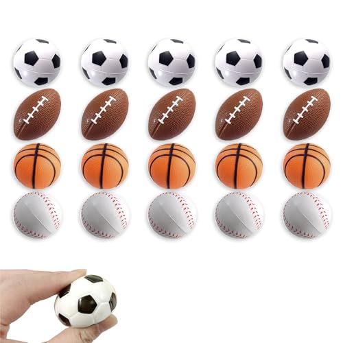 Sikweny 20 Stück Mini Fussball Leicht und Tragbar Schaumstoffball Weich und Bequem Stressball Kinder Ergonomisches Design für Sportparty Schulpreise Weihnachtsfeier Geschenktütenfüller Pickni von Sikweny
