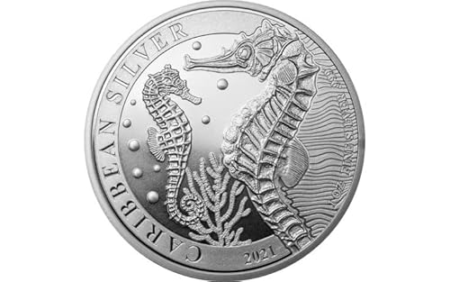 Silbermünze Seepferdchen 2021, 1 Unze, Anlagemünze, Neu, in Münzkapseln, Differenzbesteuert nach § 25a UstG von Silbermünze
