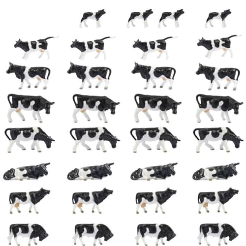 Sileduove 30 stücke 1:87 HO Maßstab Modell Bemalt Bauernhof Tiere Miniatur Kühe für Modelleisenbahn Layout Mini Modell Bauernhof Landschaft Machen DIY Modelleisenbahn Tiere Modell von Sileduove