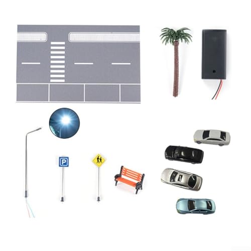 Sileduove Maßstab 1:64 Stadtstraßen-Display Modell mit LED-Beleuchtung, Parkplatz, Diorama-Szene, realistische Miniatur-Landschaft für Sammler (warmweißes Licht) von Sileduove
