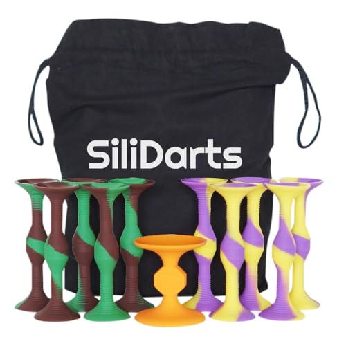 SiliDarts, Saugnapf Wurfspiel, Saugnäpfe, Darts, Drinnen und Draußen, 11 cm Silikonpfeile, Mehrfarbig, mit Aufbewahrungsbeutel SiliDarts, Saugnapf Wurfspiel, Saugnäpfe, Darts, Drinnen und Draußen, 11 cm Silikonpfeile, Mehrfarbig, mit Aufbewahrungsbeutel von SiliDarts