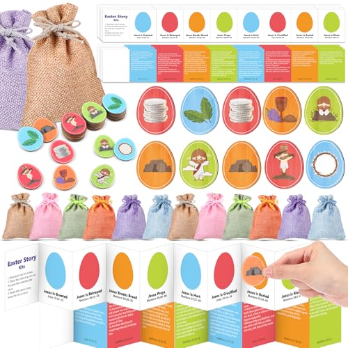Silipull 24 Set Auferstehung Ostergeschichte Eier Tokens mit religiösen Geschichtenkarten Kordelzugbeutel Osterspiele christlicher Korbfüller Eierfüller Geschenke für Auferstehung Party Gastgeschenke Silipull 24 Set Auferstehung Ostergeschichte Eier Tokens mit religiösen Geschichtenkarten Kordelzugbeutel Osterspiele christlicher Korbfüller Eierfüller Geschenke für Auferstehung Party Gastgeschenke von Silipull