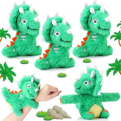 Silipull - 4 Stück Schmetterlinge Dinosaurier Armbänder für Kinder, 20,3 cm große Plüschtier-Armbänder für Jungen und Mädchen, Geburtstagsgeschenke (Dinosaurier) von Silipull