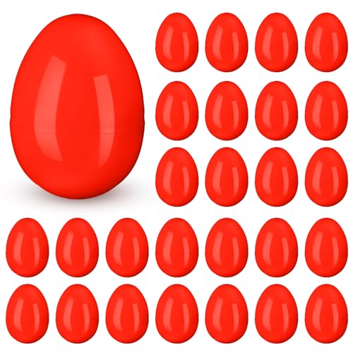 Silipull Leere Ostereier aus Kunststoff, befüllbar, für Ostern, Süßigkeitenkorb, Basteln, Partyzubehör, Rot, 36 Stück von Silipull